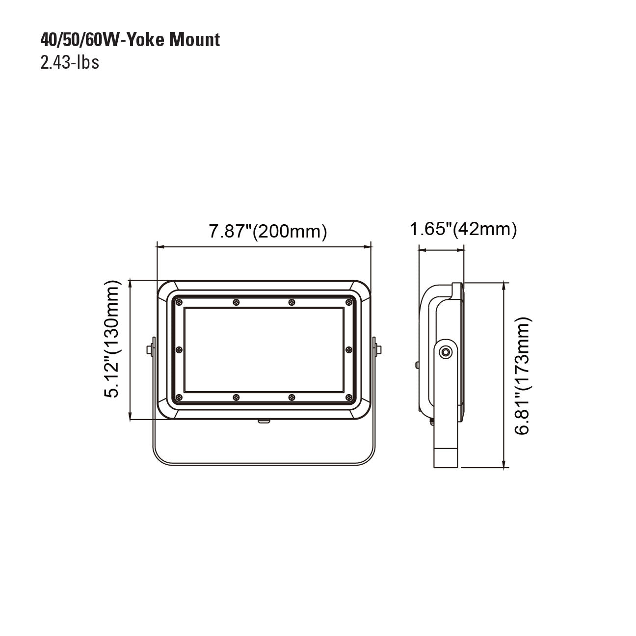 Yoke Mount Floodlight - 7x7 LED w/photocell