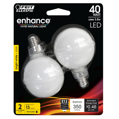 LED 3.8W (40W Replacement) Filament Bulbs - 2PK