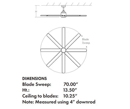 COSMO 70″ Eight Blade Outdoor Ceiling Fan