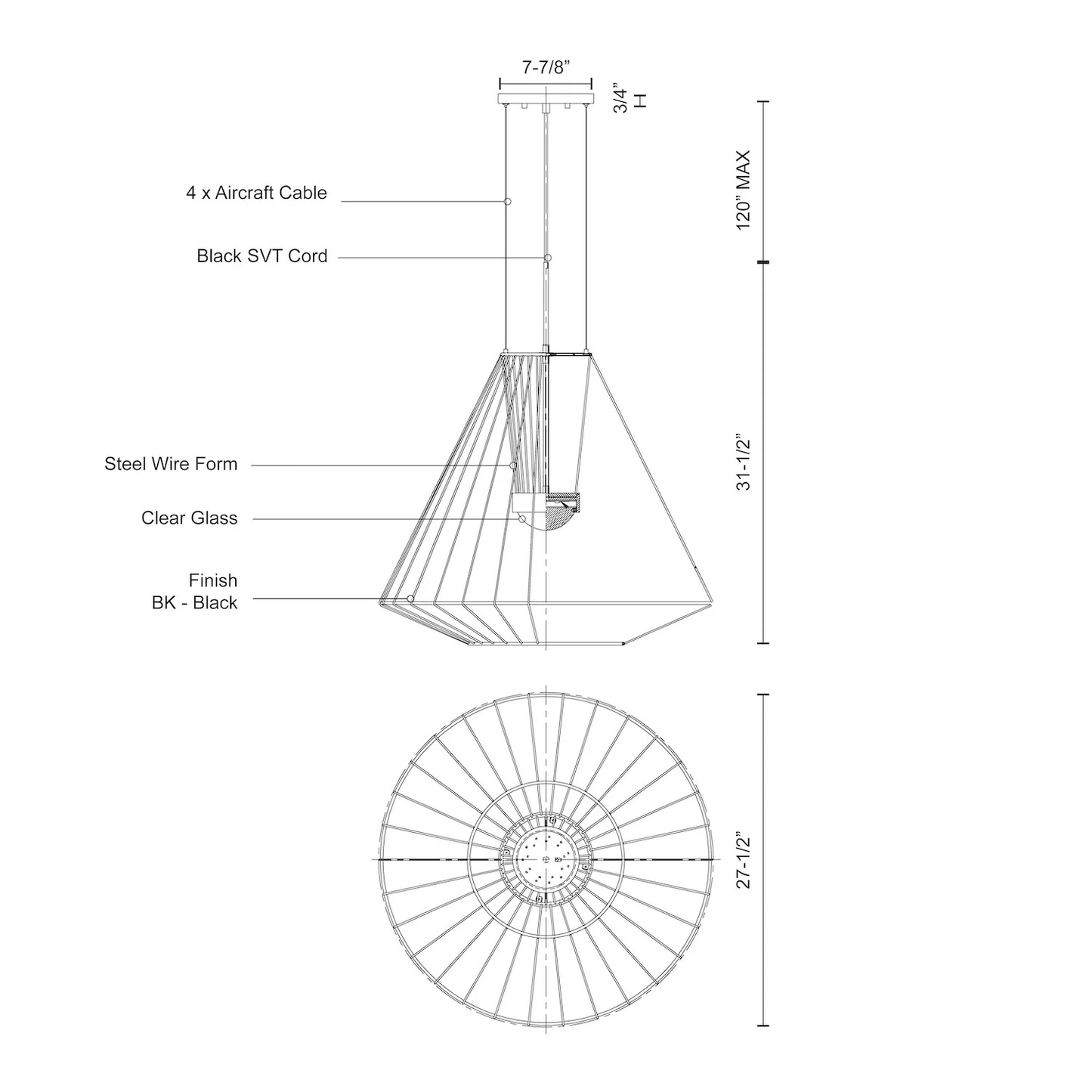 Arctic 28-in Exterior Pendant