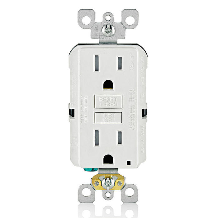 GFCI Receptacle: 15A, TR, White