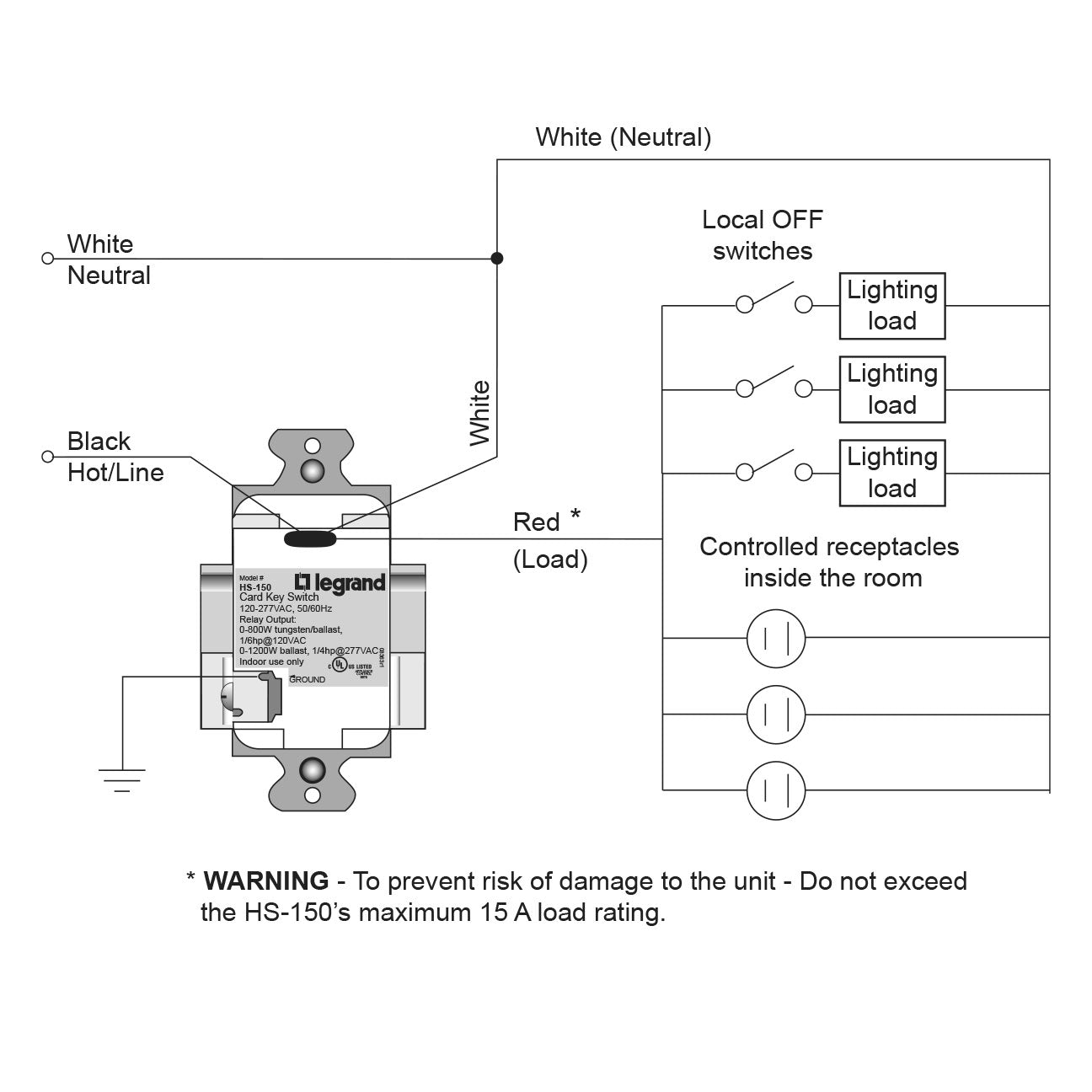 HS-150W Line Voltage Card Key Switch