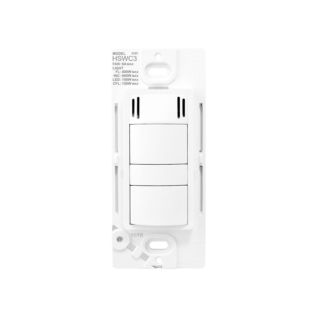 Humidity Fan/Light Control Switch: White