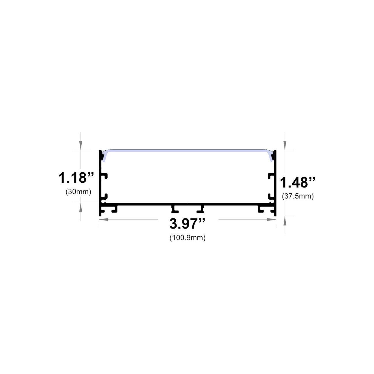 J1100 - Surface or Suspended Mount LED Channel