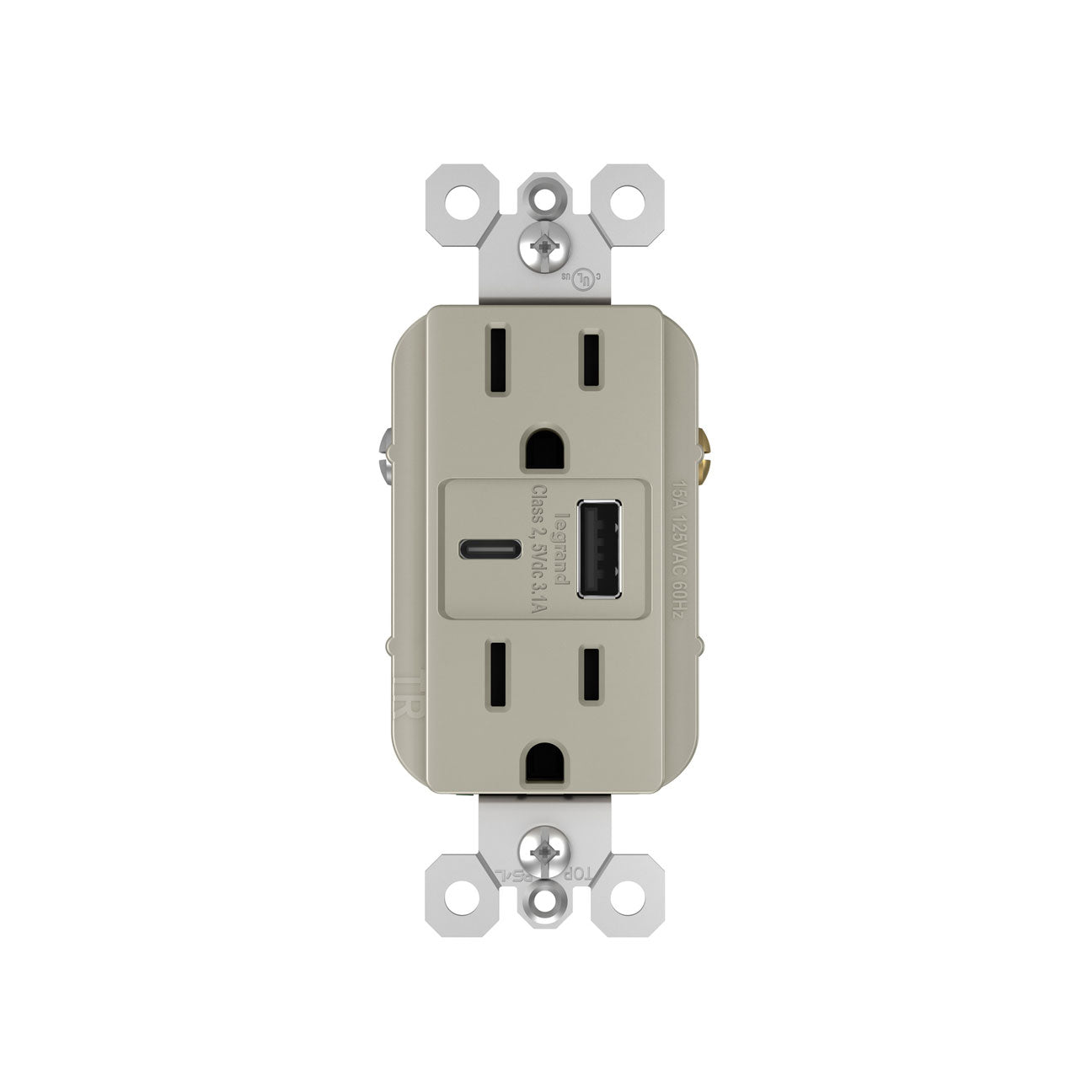 Receptacle: USB Ultra-Fast A/C, TR, 15A