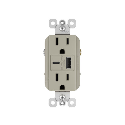 Receptacle: USB Ultra-Fast A/C, TR, 15A