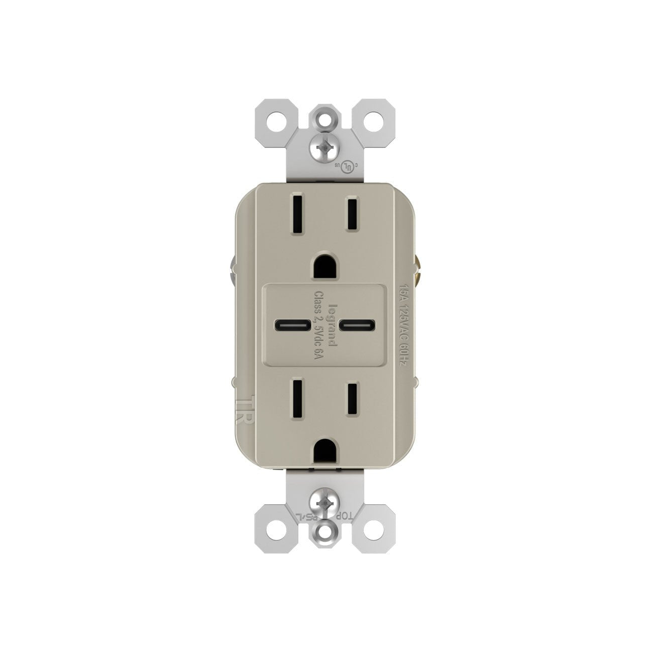 Receptacle: USB C/C, TR, 15A