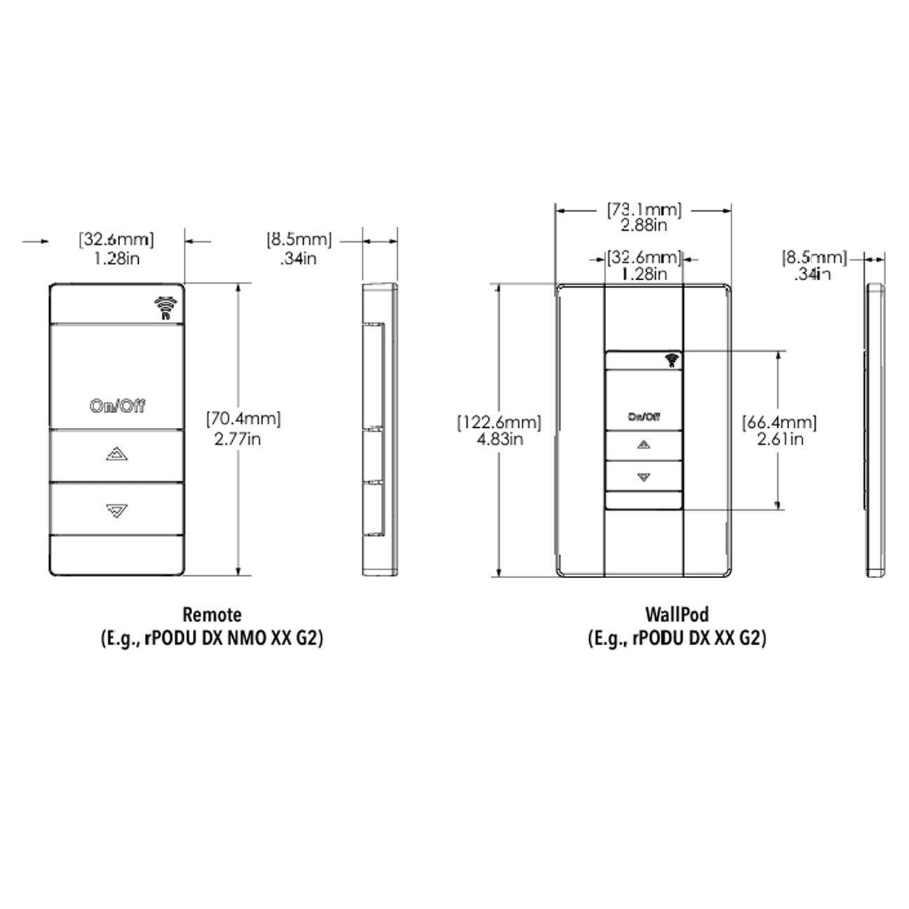 nLight® Wireless Battery Powered Micro Wall Switch - RPODU 2P DX