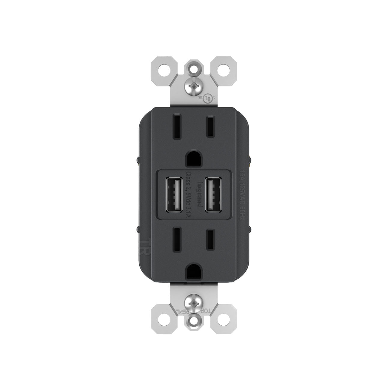 Receptacle: USB A/A, TR, 15A