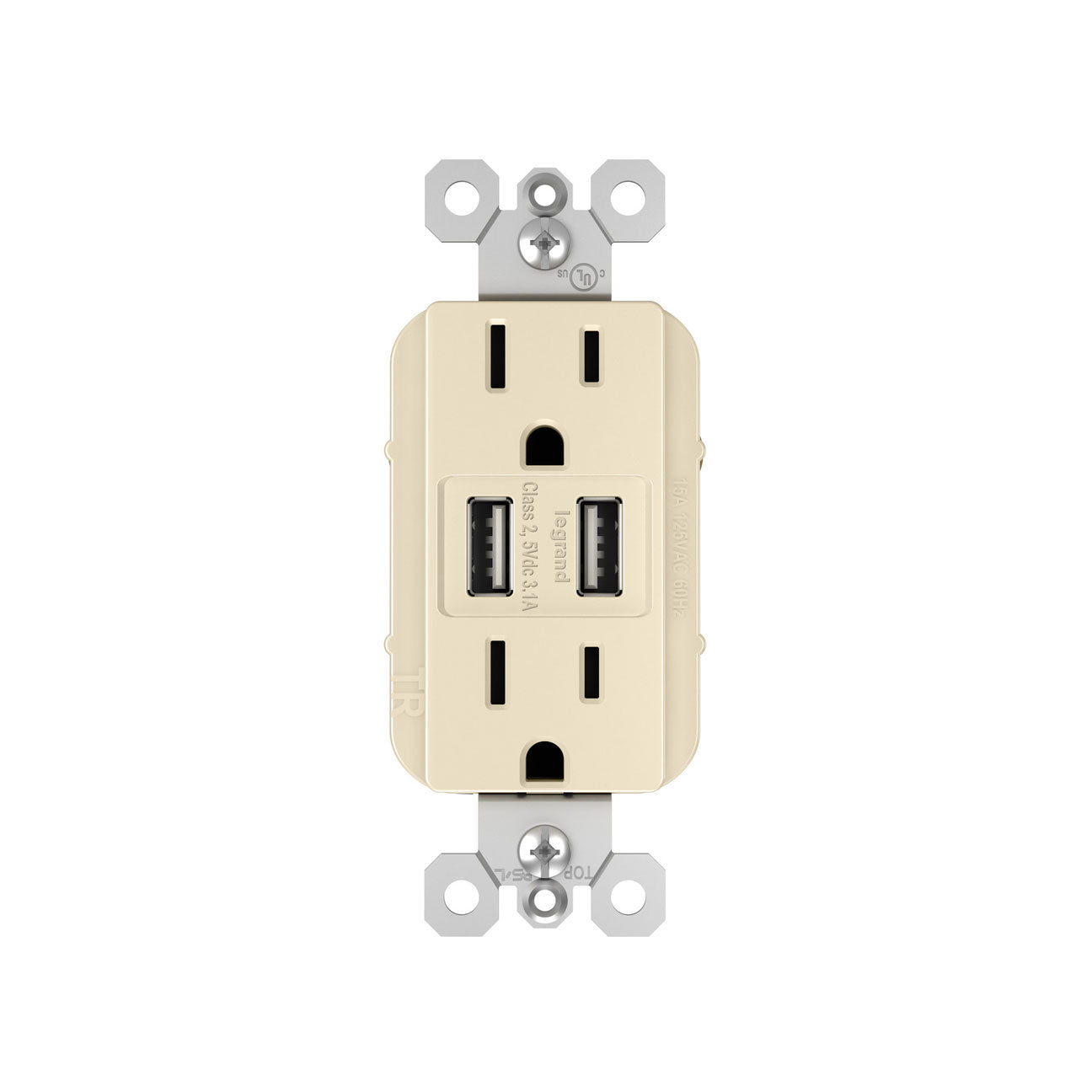 Receptacle: USB A/A, TR, 15A