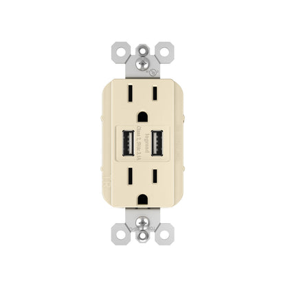 Receptacle: USB A/A, TR, 15A