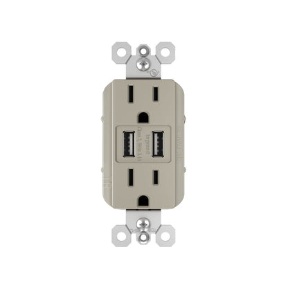 Receptacle: USB A/A, TR, 15A