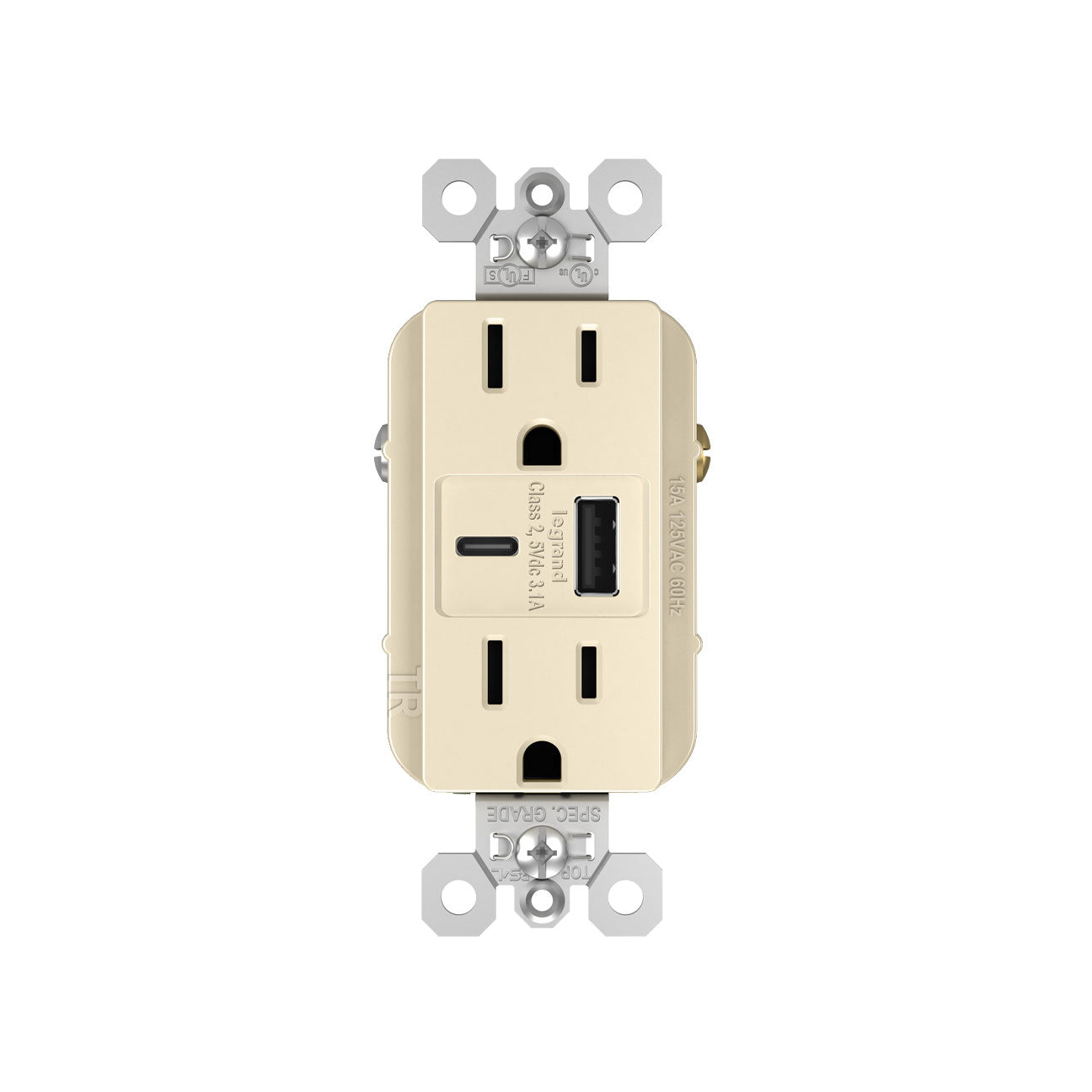 Receptacle: USB A/C, TR, 15A With Fast Charging Ports