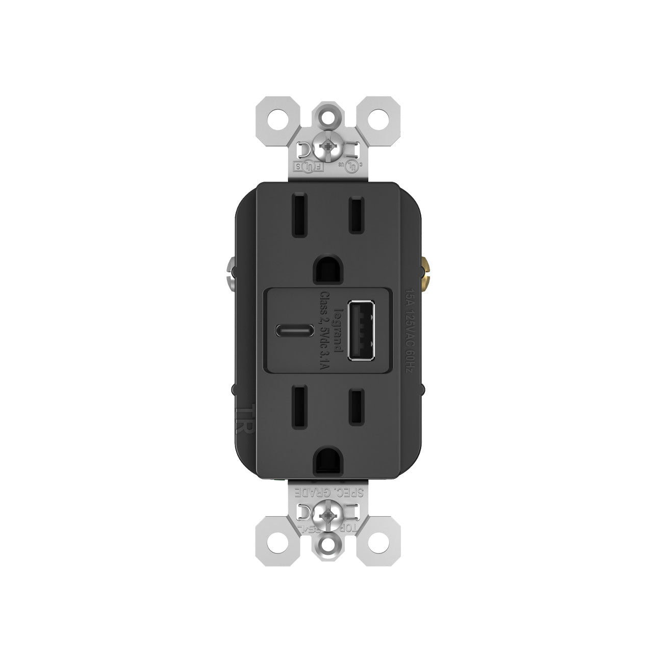 Receptacle: USB A/C, TR, 15A