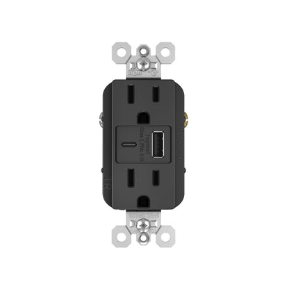 Receptacle: USB A/C, TR, 15A