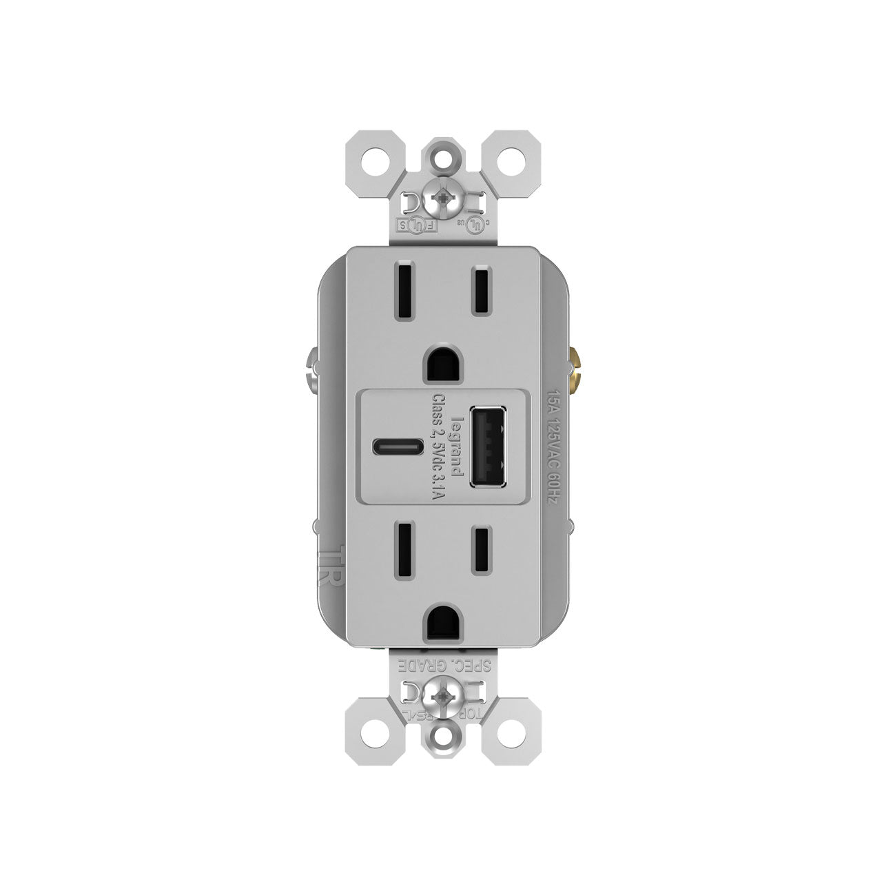 Receptacle: USB A/C, TR, 15A