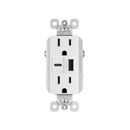 Receptacle: USB A/C, TR, 15A