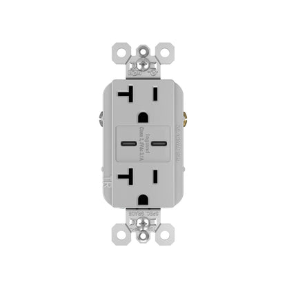 Receptacle: USB C/C, TR, 20A